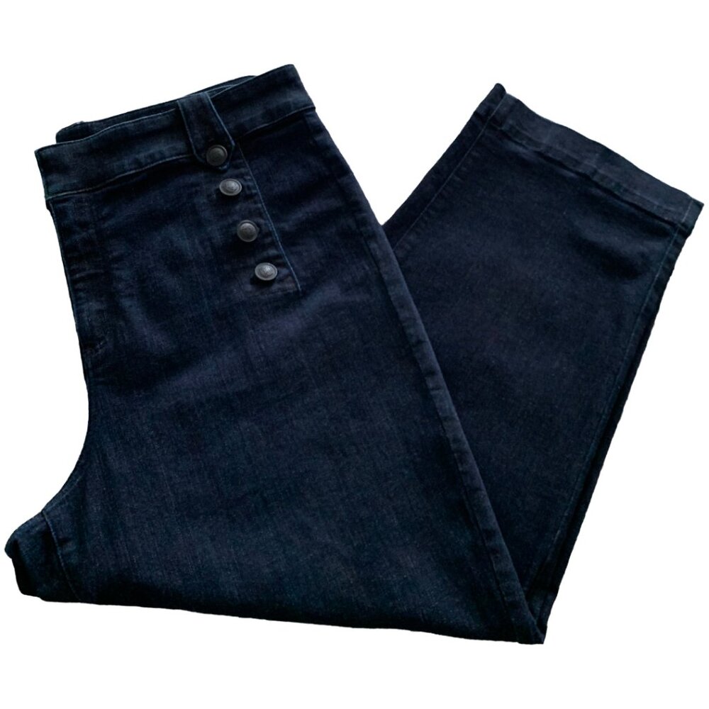 NWOT TALBOTS Womens' Marina Dark Wash Cropped Straight Leg Sailor Jeans Size 16 - Picture 8 of 9